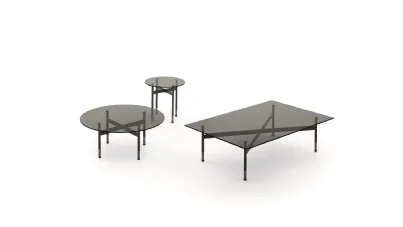 Tavolini Dialogo in vetro con base in metallo di Ditre Italia