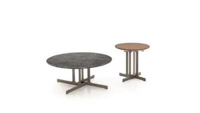 Tavolino Nell in metallo e pino in marmo o legno di Ditre Italia