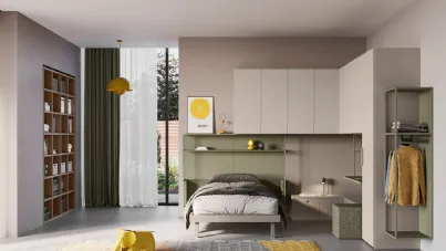 Cameretta a ponte ad angolo in laccato opaco Start P19 di Clever