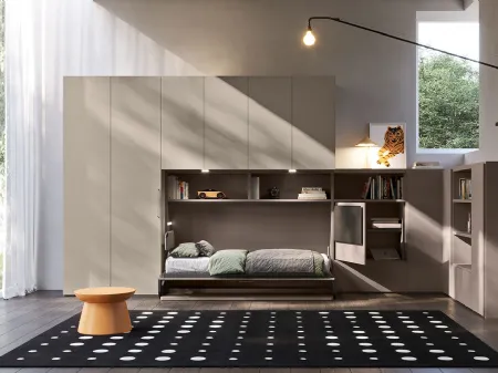 Letto a scomparsa aperto in laccato opaco Hiro 01 di Clever