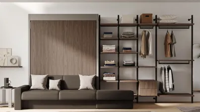 Letto a scomparsa in melaminico con divano IM22 02 di Clever