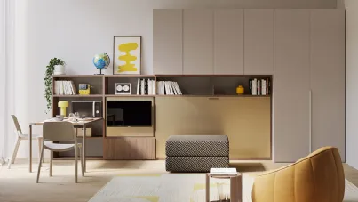 Letto singolo a scomparsa in laccato opaco Nikai 02 di Clever