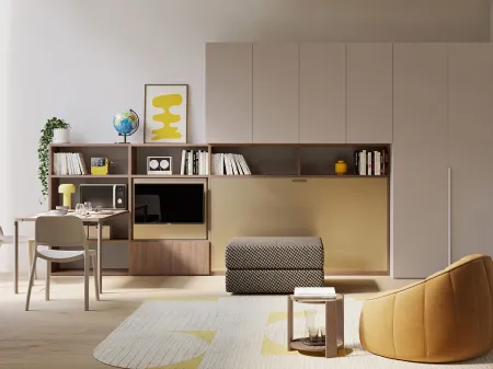 Letto singolo a scomparsa in laccato opaco Nikai 02 di Clever