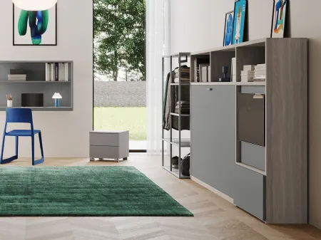 Letto singolo a scomparsa in laccato e melaminico Nikai 03 di Clever