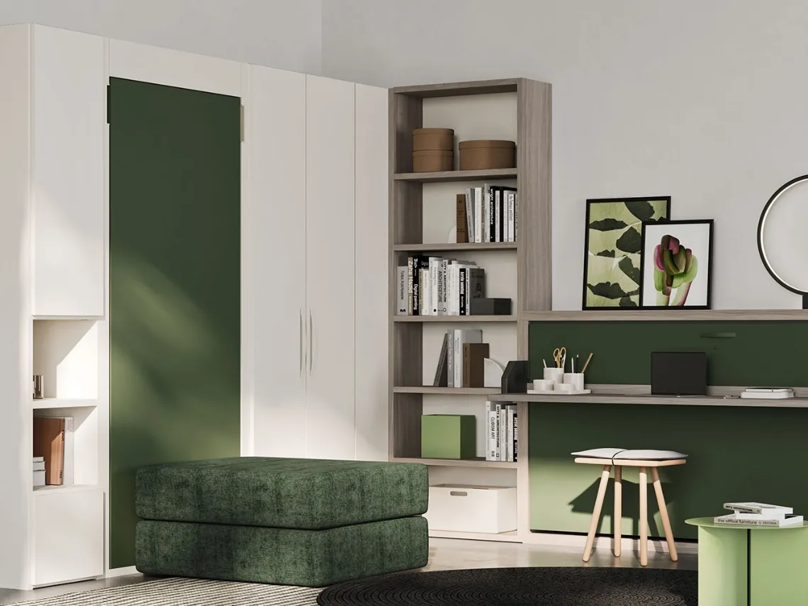 Letto a scomparsa chiuso in laccato opaco Shin di Clever