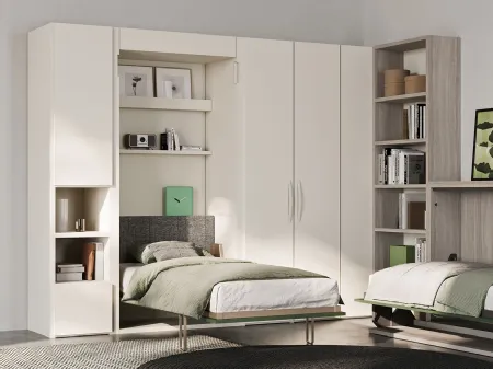 Letto singolo a scomparsa in laccato opaco Shin di Clever