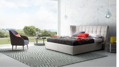 Letto Aspen con box contenitore e ampia testiera trapuntata di Le Comfort