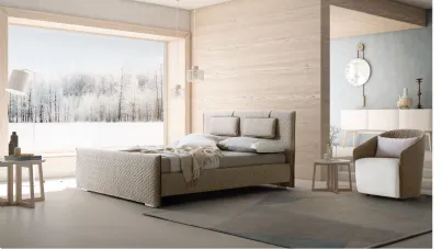 Letto con testiera e box contenitore in tessuto trapuntato Evergreen di Le Comfort