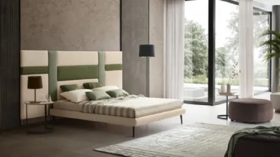 Letto in tessuto con testiera modulare Ground di Le Comfort