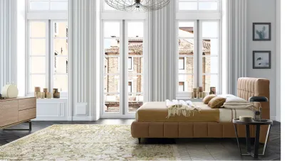 Letto matrimoniale imbottito con testiera trapuntata Orazio di Le Comfort