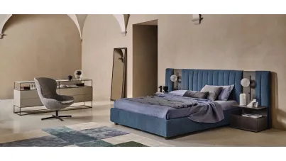 Letto in tessuto con testiera imbottita modulabile Otello di Ditre Italia