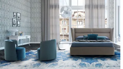 Letto in tessuto imbottito con testiera e box contenitore Pasodoble di Le Comfort