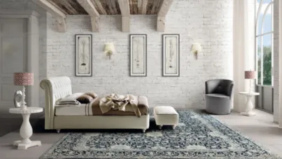 Letto classico in pelle imbottito con testiera trapuntata Raffaello di Le Comfort