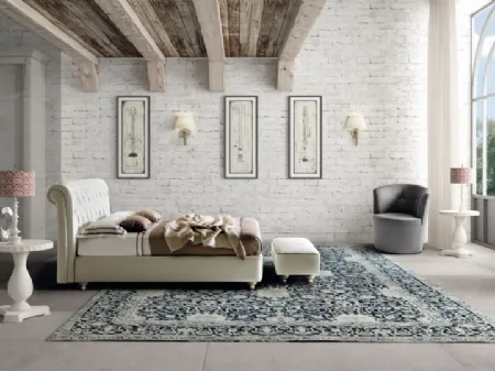 Letto classico in pelle imbottito con testiera trapuntata Raffaello di Le Comfort